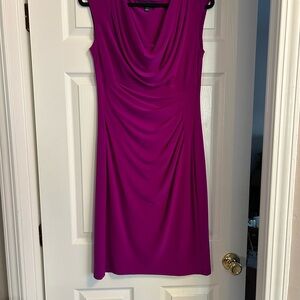 Ralph Lauren Fuschia Ruched Sheath Midi Dress